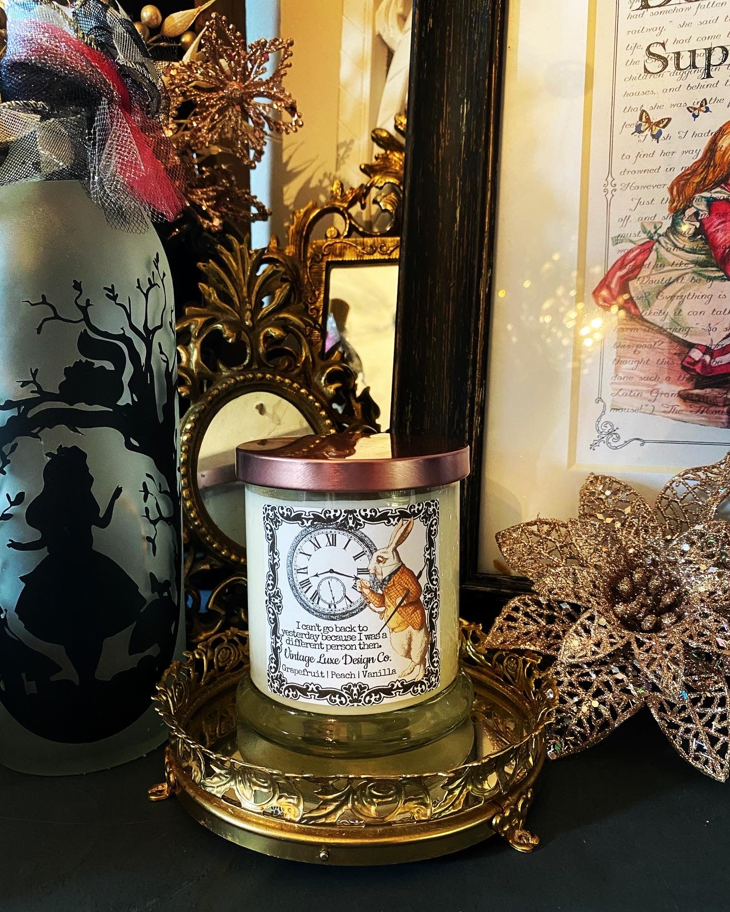 Alice Wonderland 10 Oz. Soy Wax Candle Whimsy White Rabbit