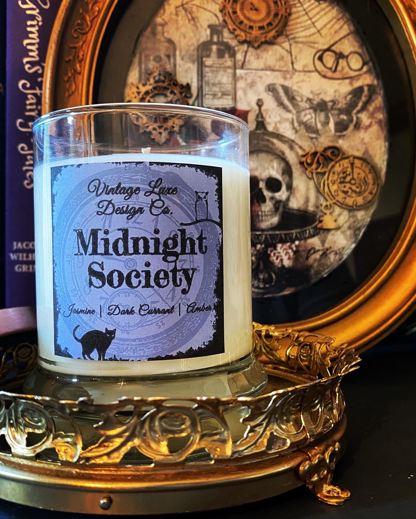 Midnight Society 10 Oz. Luxury Soy Wax Candle Black Currant Jasmine Fragrance