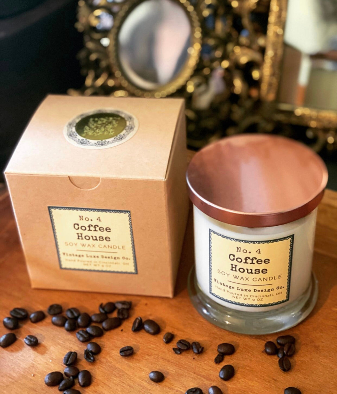 Coffee House 10 Oz. Soy Wax Candle * Vintage Luxury Hand Poured Candle * Fresh Brewed Coffee * Scented Candle Decor * Gift