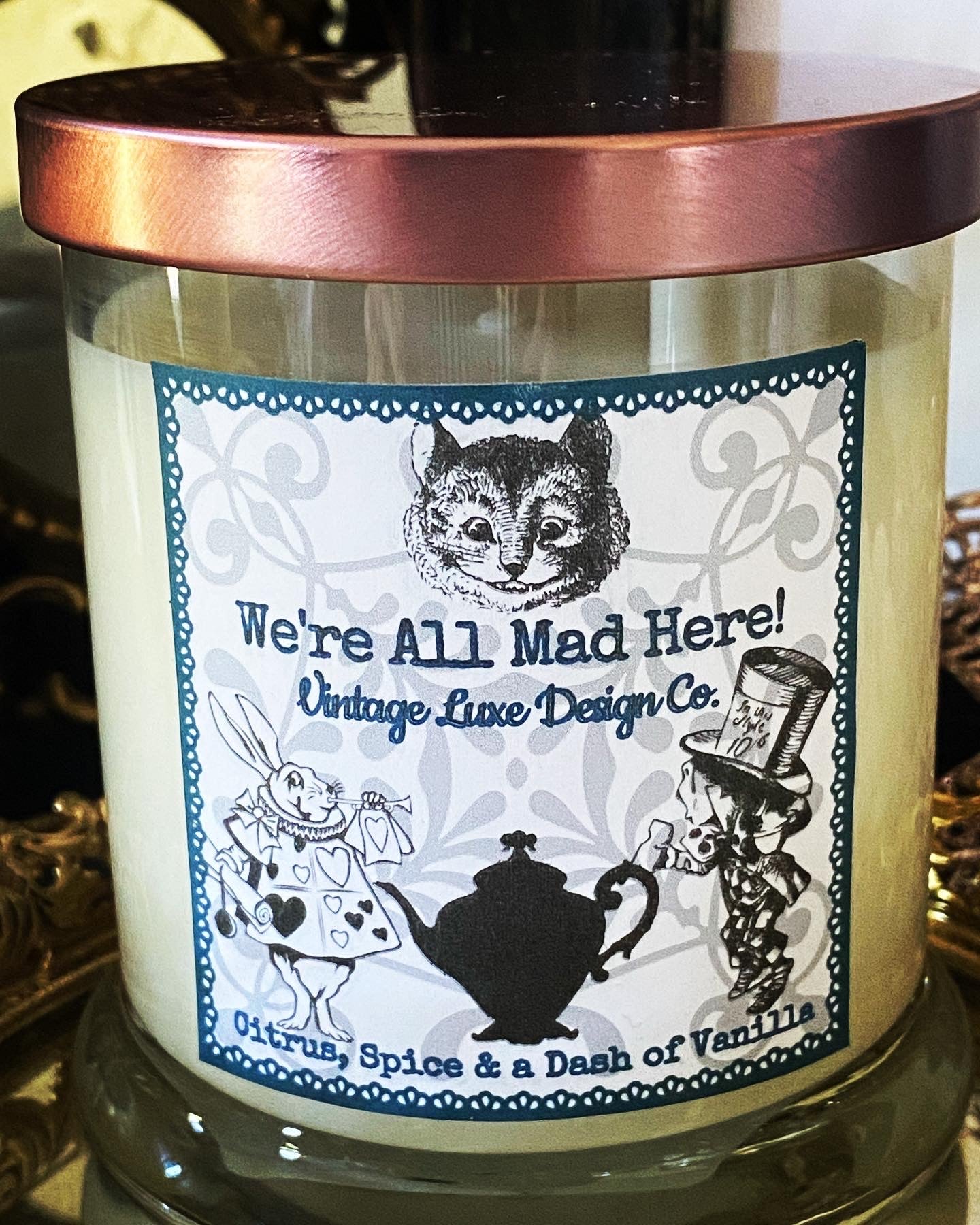 Alice Wonderland 10 Oz Soy Wax Candle Whimsy Mad Tea Party