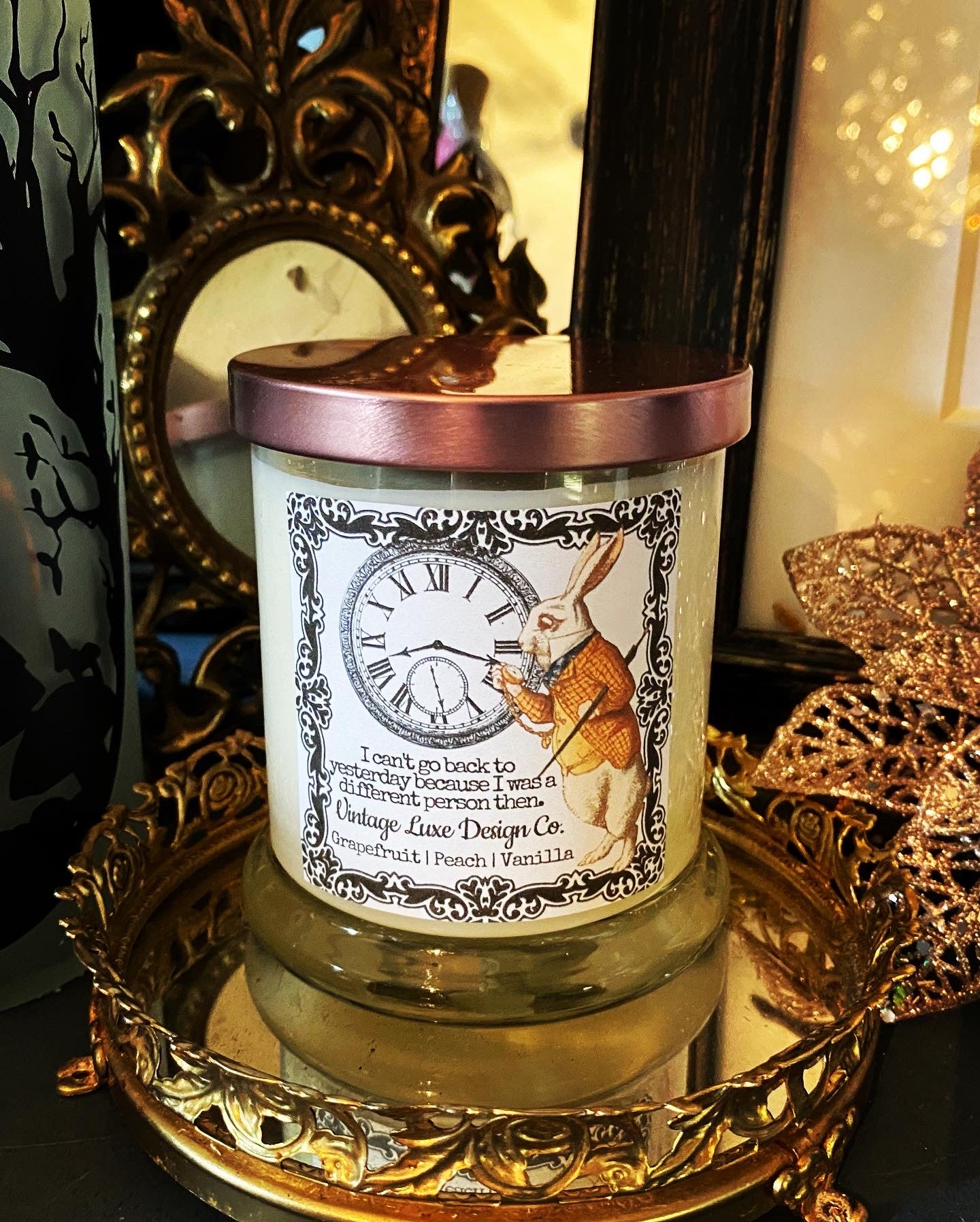 Alice Wonderland 10 Oz. Soy Wax Candle Whimsy White Rabbit