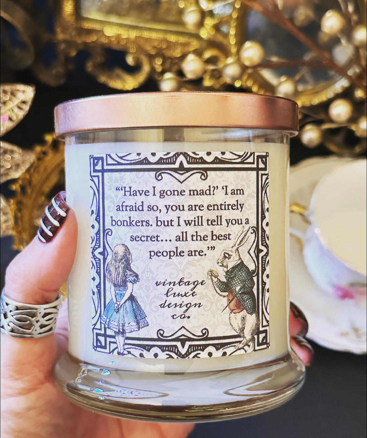 Strawberry Fields in Wonderland: Adventures with White Rabbit 10 Oz. Soy Wax Candle