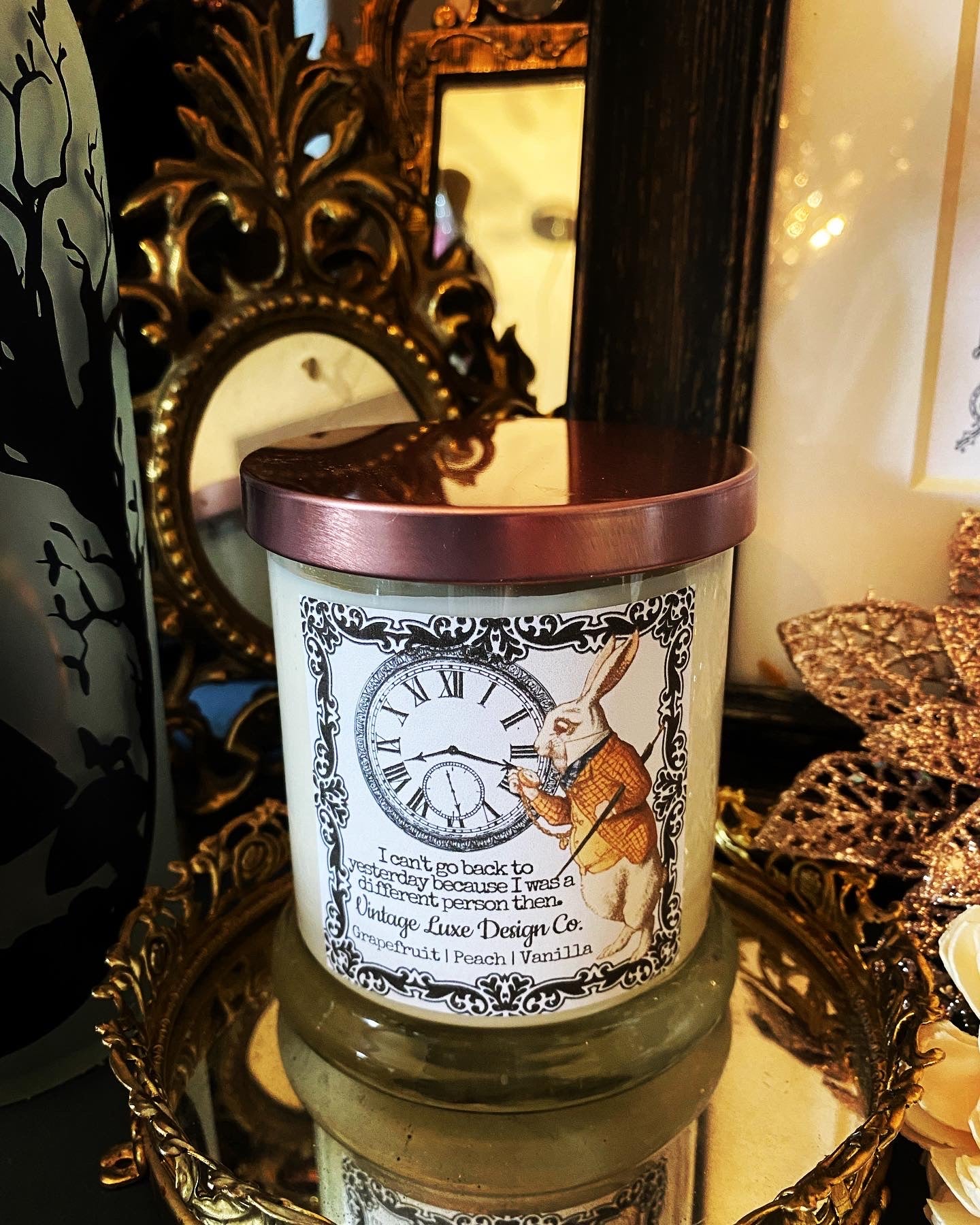 Alice Wonderland 10 Oz. Soy Wax Candle Whimsy White Rabbit