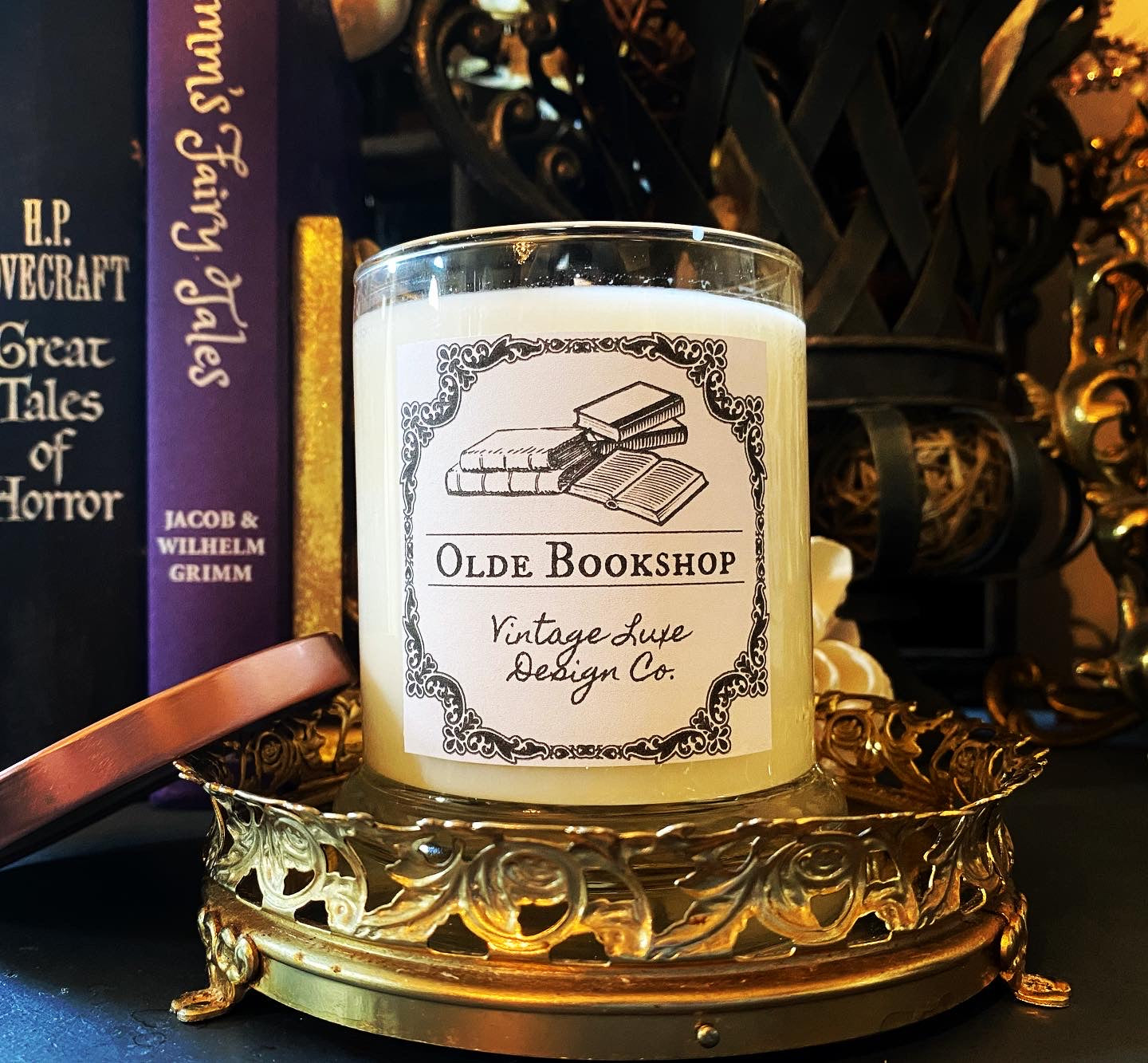 Olde Bookshop 10 Oz. Luxury Soy Wax Candle Vintage Library Fragrance