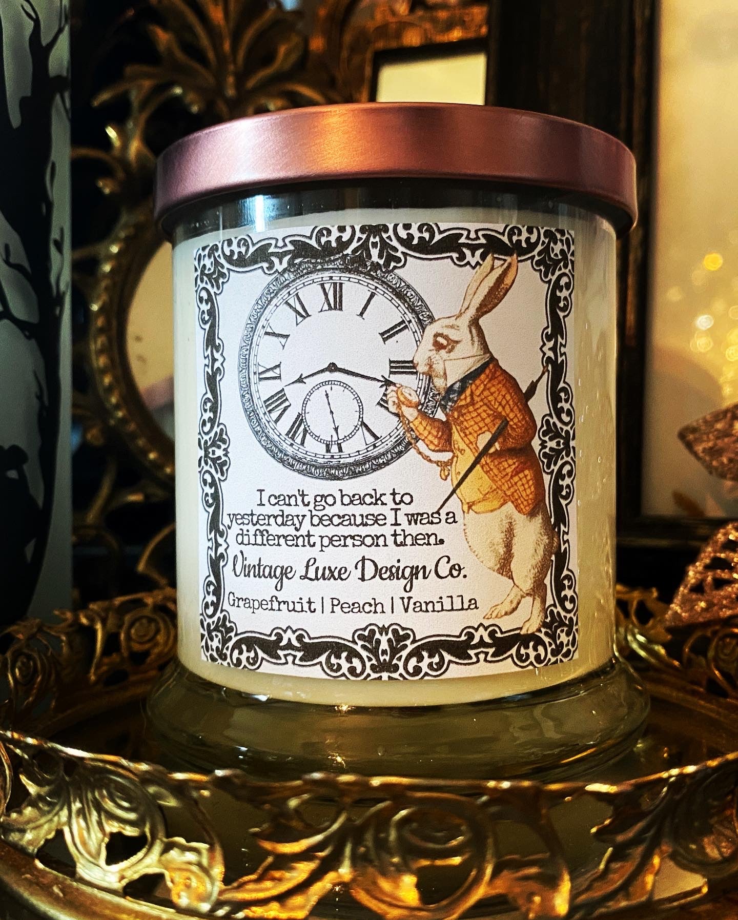 Alice Wonderland 10 Oz. Soy Wax Candle Whimsy White Rabbit