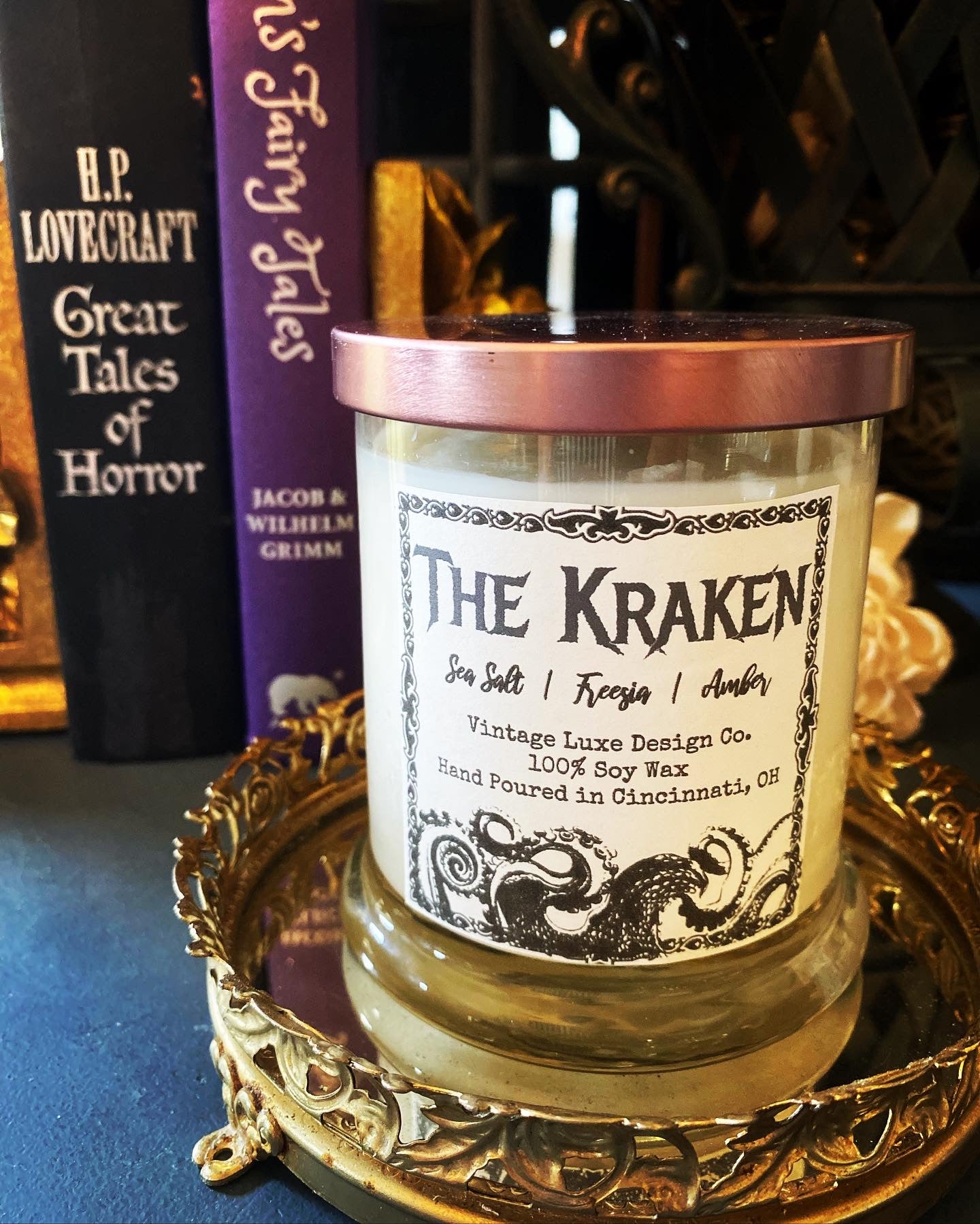 HP Lovecraft The Kraken 10 Oz. Luxury Soy Wax Candle Sea Salt Orchid Fragrance