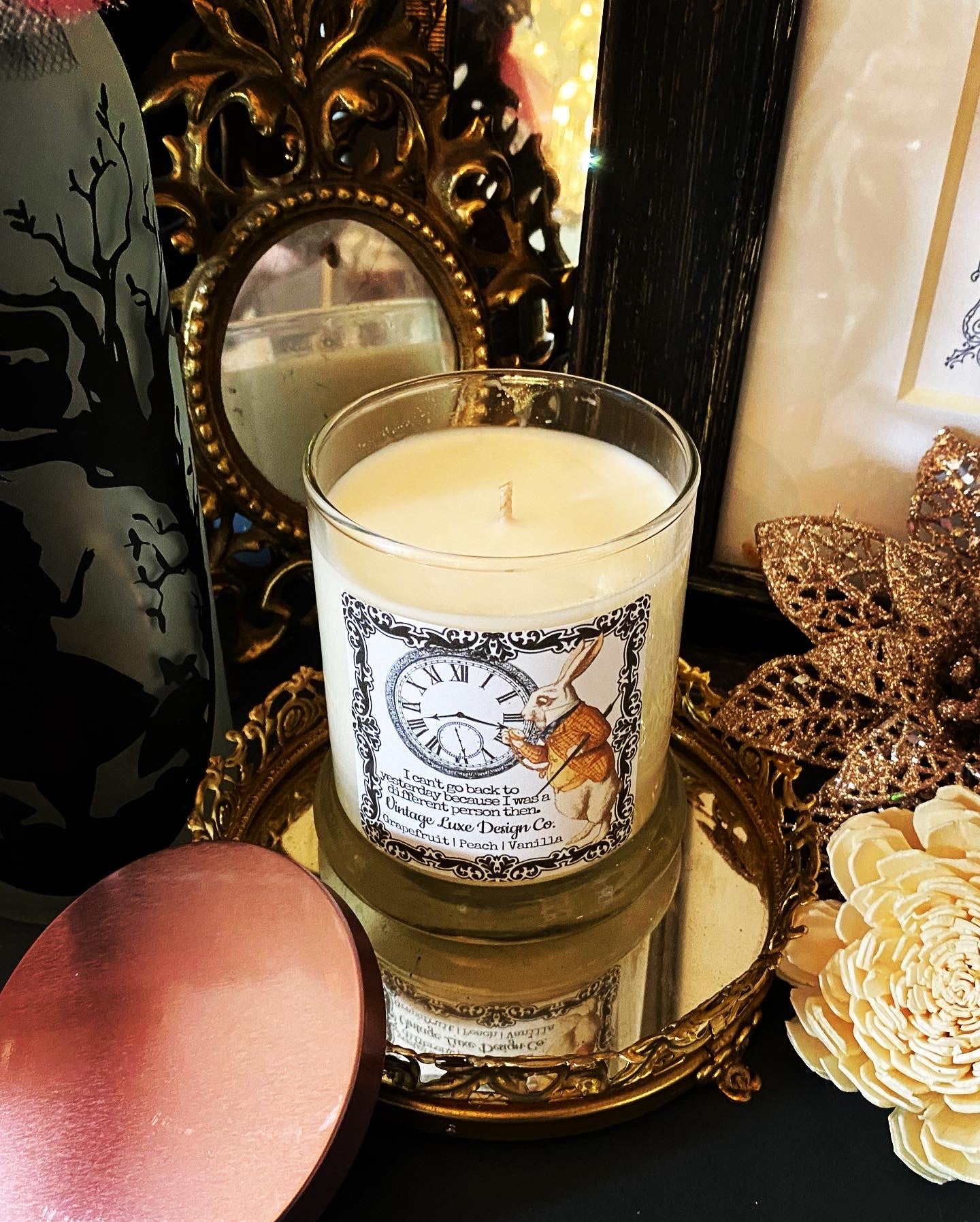 Alice Wonderland 10 Oz. Soy Wax Candle Whimsy White Rabbit