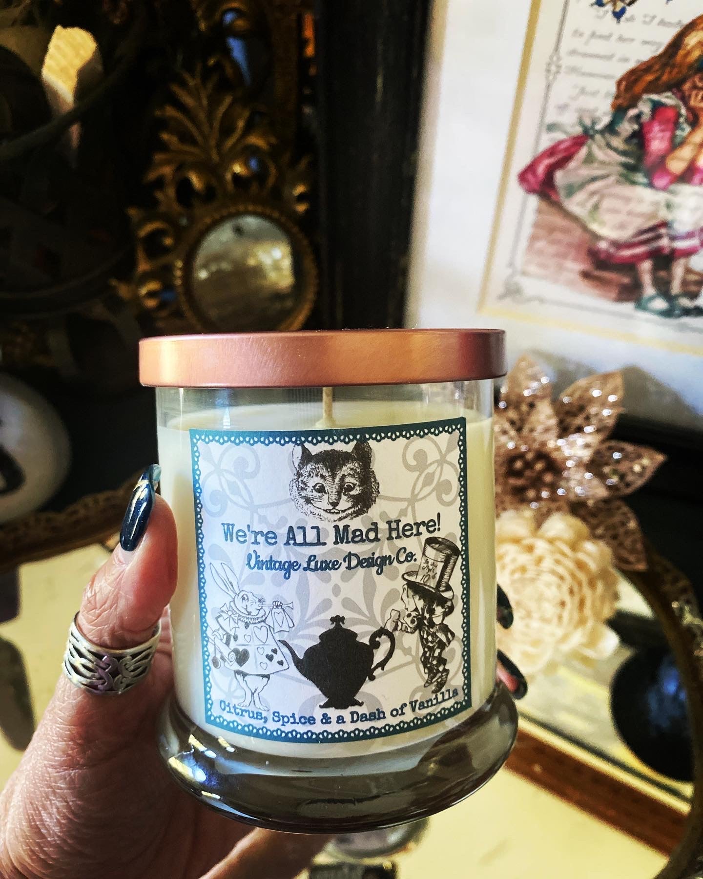 Alice Wonderland 10 Oz Soy Wax Candle Whimsy Mad Tea Party