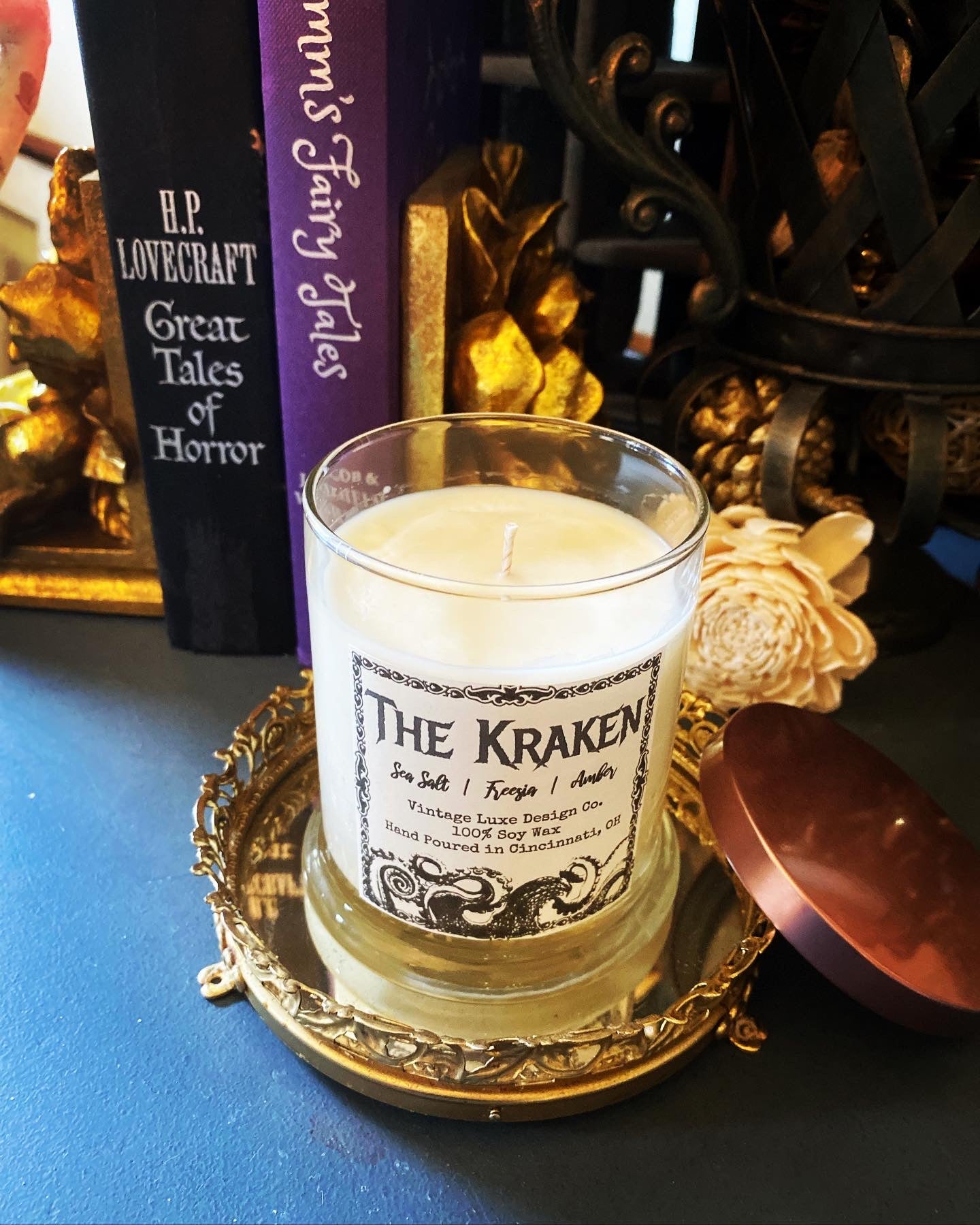 HP Lovecraft The Kraken 10 Oz. Luxury Soy Wax Candle Sea Salt Orchid Fragrance