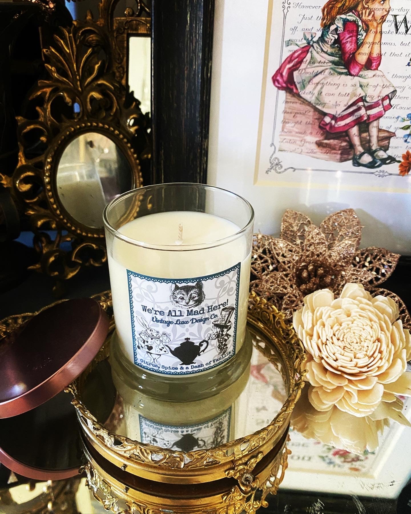 Alice Wonderland 10 Oz Soy Wax Candle Whimsy Mad Tea Party