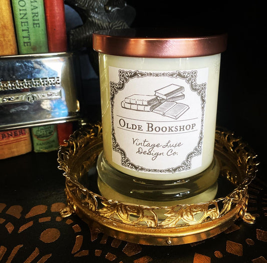 Olde Bookshop 10 Oz. Luxury Soy Wax Candle Vintage Library Fragrance