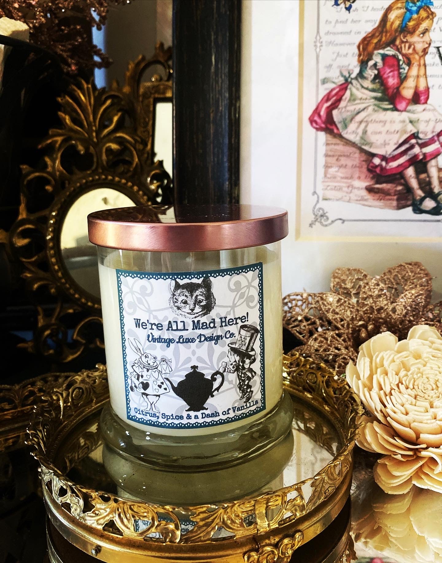 Alice Wonderland 10 Oz Soy Wax Candle Whimsy Mad Tea Party