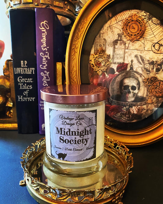 Midnight Society 10 Oz. Luxury Soy Wax Candle Black Currant Jasmine Fragrance