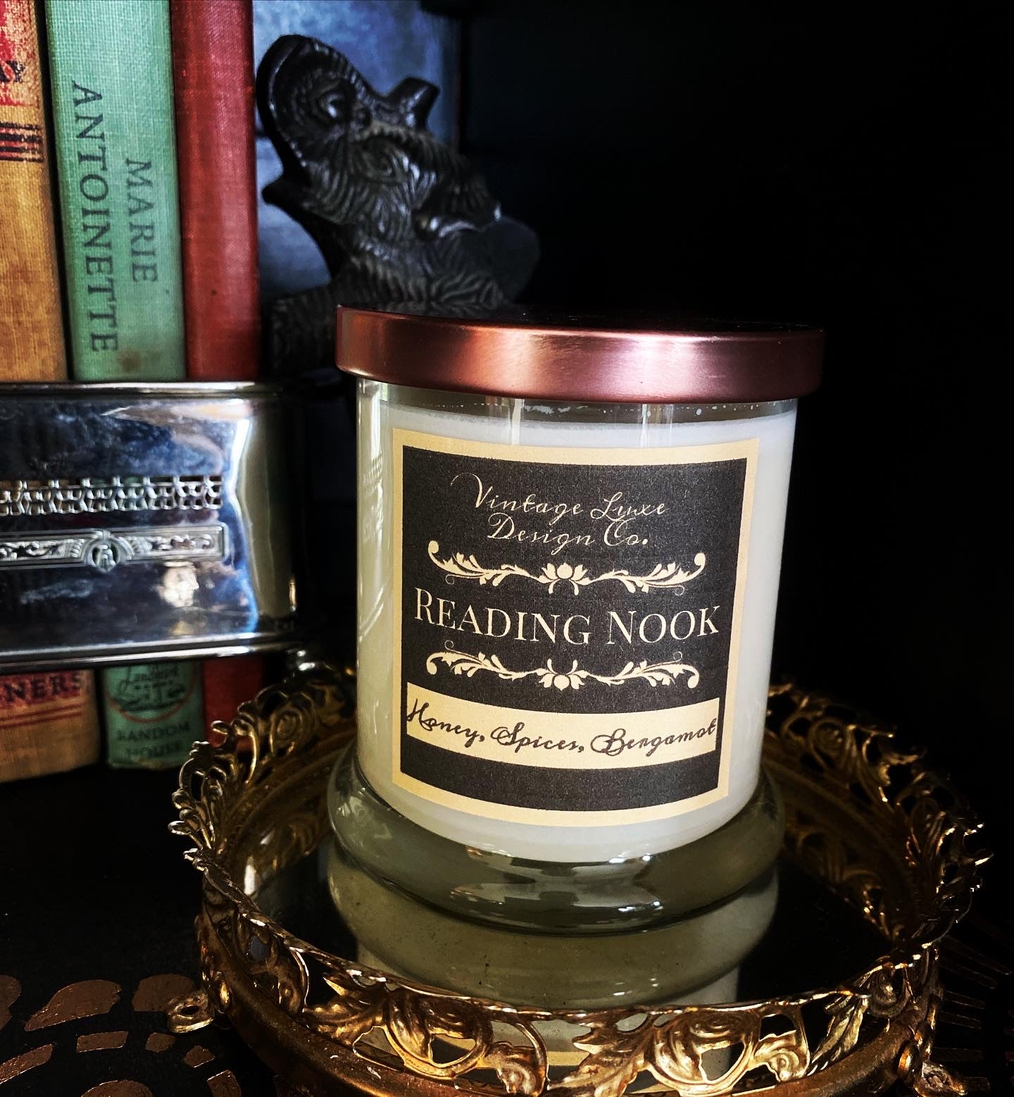 Reading Nook 10 Oz. Luxury Soy Wax Candle Vintage Honeyed Amber Fragrance