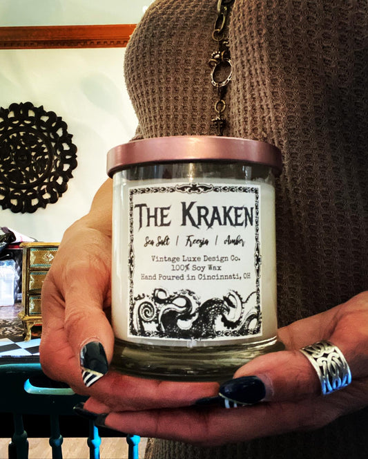 HP Lovecraft The Kraken 10 Oz. Luxury Soy Wax Candle Sea Salt Orchid Fragrance