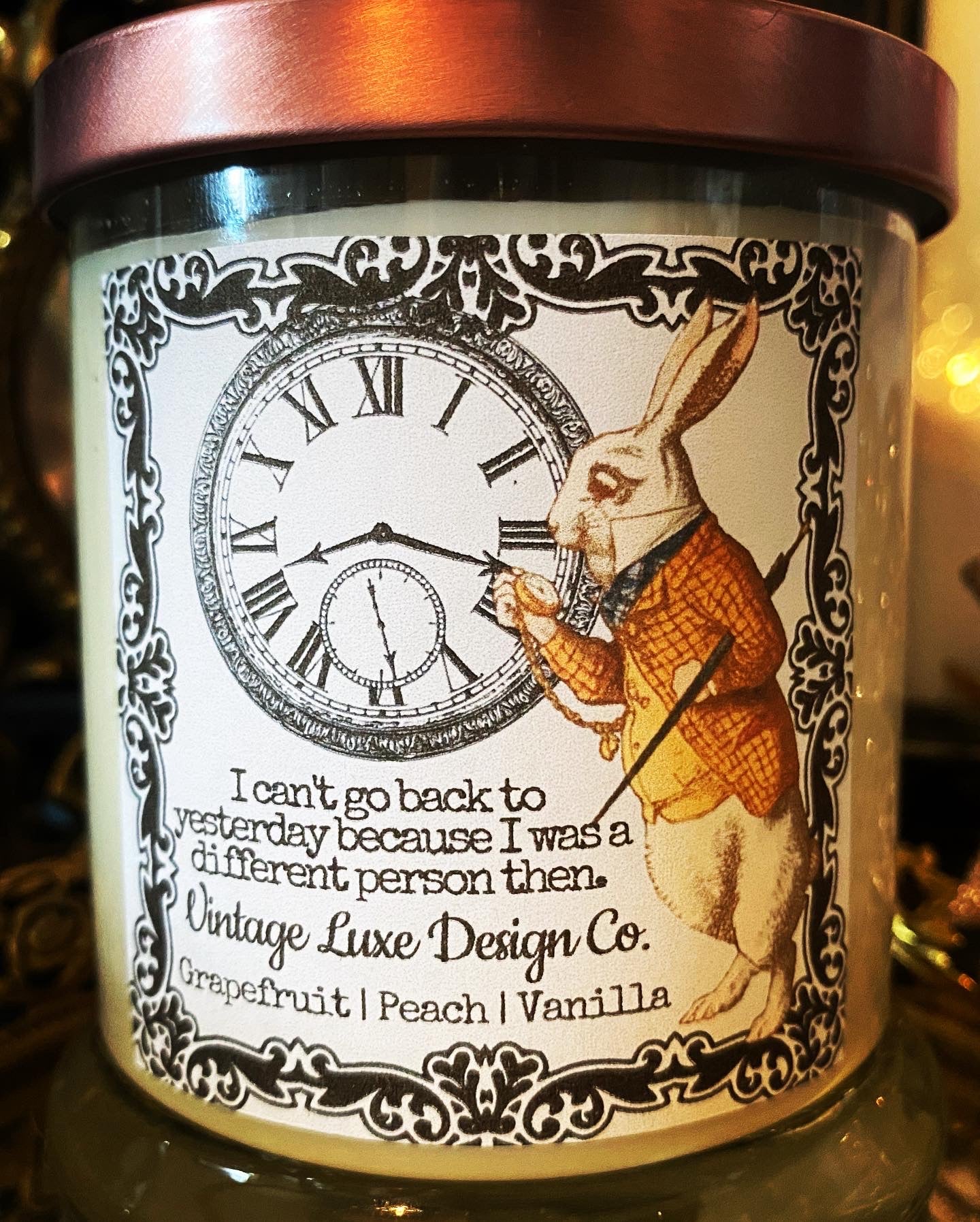 Alice Wonderland 10 Oz. Soy Wax Candle Whimsy White Rabbit