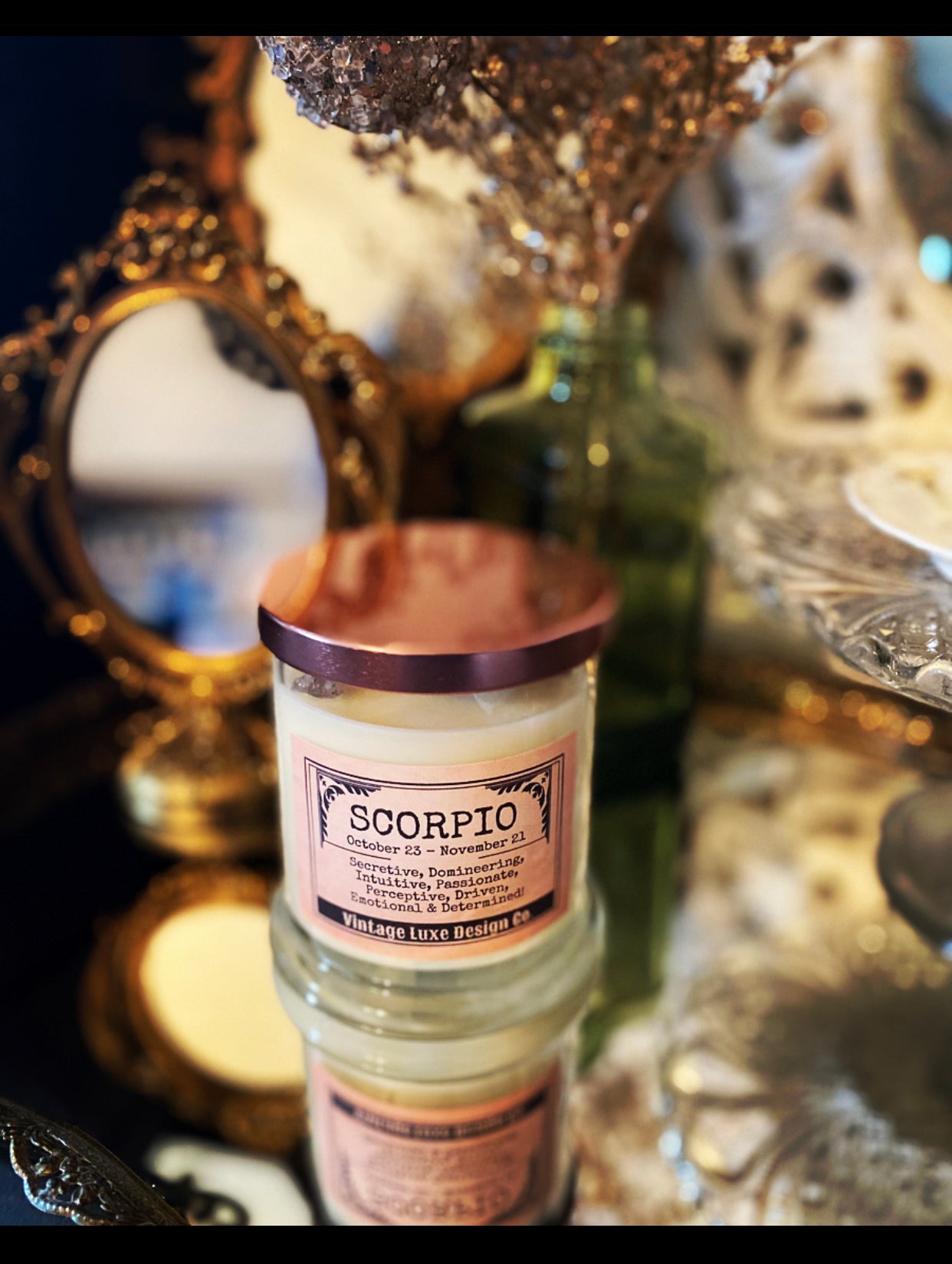 Scorpio Zodiac Soy Wax Candle with Infused Crystals – Ideal Birthday Gift for Astrology Lovers