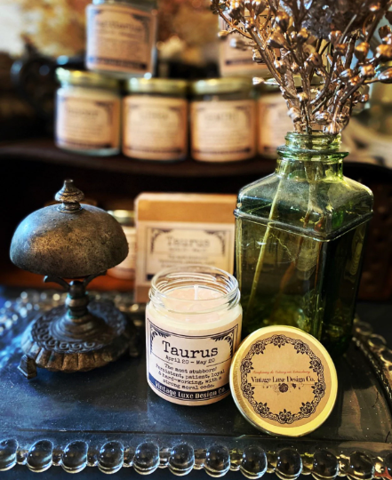 Taurus Astrology Soy Wax Candle Infused with Crystals - Perfect for Zodiac Lover Birthdays and Gifts!